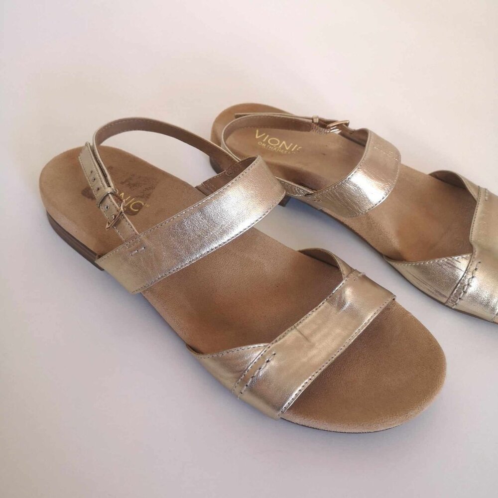 Vionic Havana Champagne Gold Leather Slingback Sandals Shoes Women's US Size 11 - Picture 3 of 13